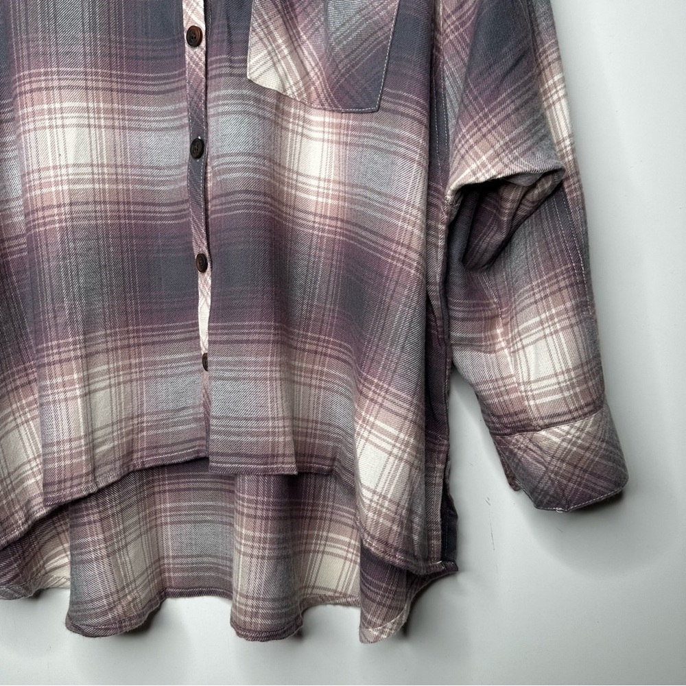 BDG Urban Outfitters NWT Brendan High Low Hem Button Front Flannel Shirt Size XS - Picture 4 of 9